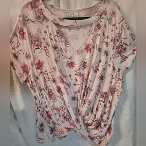 Maurices Pink Floral V-Neck Blouse